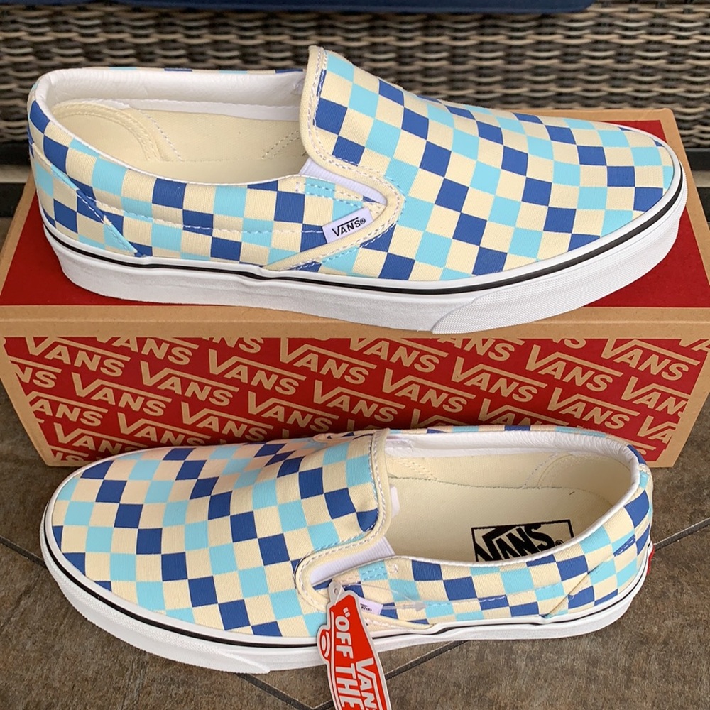 VANS CLASSIC SLIP ON CHECKERBOARD BLUE TOPAZ WMNS - Picture 5 of 16
